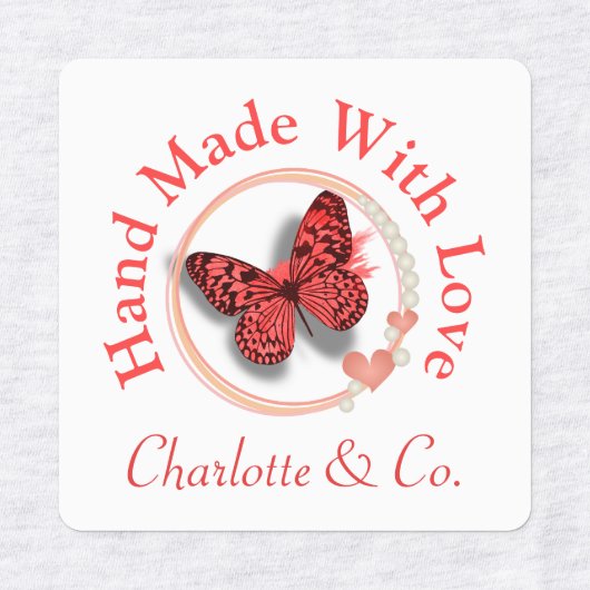 Butterfly Handgemaakt met liefdesproduct op maat Labels (Design 2)