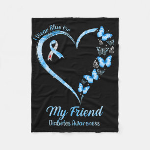 Butterfly Heart Ik Draag blauw voor mijn vriend Di Fleece Deken
