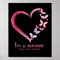 Butterfly Heart I'm a Survivor Breast Cancer AWare