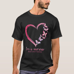 Butterfly Heart I'm a Survivor Breast Cancer AWare T-shirt