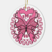 Butterfly Heart Ribbon - Borstkanker Keramisch Ornament (Links)