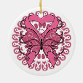 Butterfly Heart Ribbon - Borstkanker Keramisch Ornament (Achterkant)