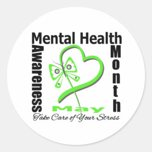 Butterfly Heartt - Mental Health Awareness Maand Ronde Sticker
