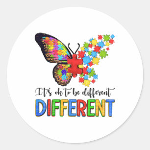 Butterfly Het is OK om anders te zijn Autisme Bewu Ronde Sticker