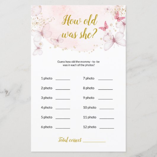 Butterfly Hoe oud was ze? Baby shower (Voorkant)