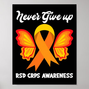 Butterfly Hope Fighter Oranje Ribbon RSD CRPS Awar Poster