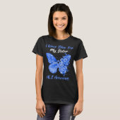 Butterfly I Draag blauw voor mijn zuster ALS Aware T-shirt (Voorkant volledig)