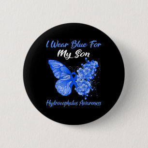 Butterfly I Draag Blue voor mijn zoon Hydrocephalu Ronde Button 5,7 Cm
