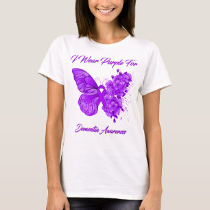 Butterfly I Draag Paars voor dementie-bewustwordin T-shirt