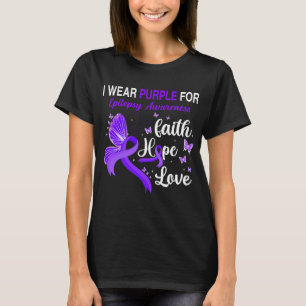 Butterfly I Draag Paarse voor EPILEPSIE BEWUSTZIJN T-shirt