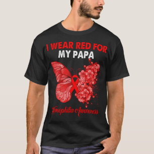 Butterfly I Draag Red voor mijn Papa hemofilie war T-shirt