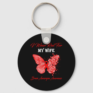 Butterfly I Draag Red voor mijn vrouw Brain Aneury Sleutelhanger