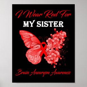 Butterfly I Draag rood voor mijn zuster Brain Aneu Poster