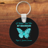 Butterfly I Wear Teal For My Grandson Fragile X Sy Sleutelhanger (Voorkant)