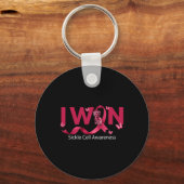 Butterfly I Win Bourgondische lint sikkelcel AWARE Sleutelhanger (Achterkant)