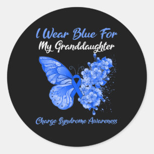 Butterfly ik Draag blauw voor mijn kleindochter Ch Ronde Sticker