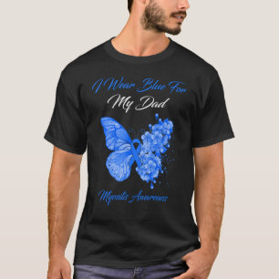 Butterfly ik Draag blauw voor mijn vader Myositis T-shirt