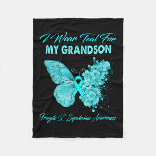 Butterfly Ik Draag Blauwgroen voor mijn kleinzoon  Fleece Deken