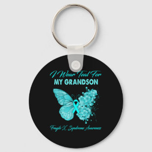 Butterfly Ik Draag Blauwgroen voor mijn kleinzoon Sleutelhanger