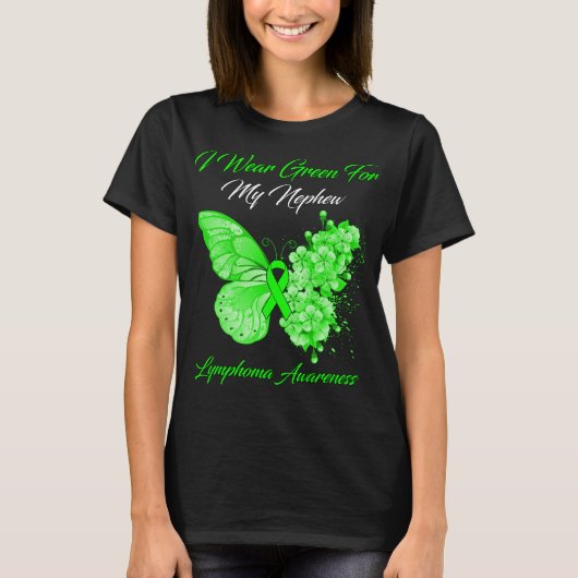 Butterfly ik Draag groen voor mijn Nephew lymfoom T-shirt (Voorkant)