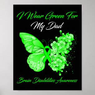 Butterfly ik Draag groen voor mijn vader Brain Dis Poster