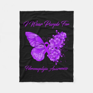 Butterfly ik Draag Paars voor fibromyalgie Fleece Deken