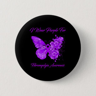 Butterfly ik Draag Paars voor fibromyalgie Ronde Button 5,7 Cm