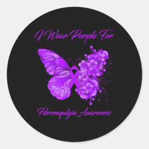 Butterfly ik Draag Paars voor fibromyalgie Ronde Sticker