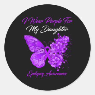 Butterfly ik Draag Paars voor mijn dochter Epileps Ronde Sticker