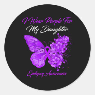 Butterfly Ik Draag Paars voor mijn moeder Epilepsy Ronde Sticker