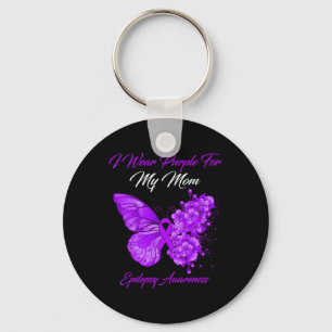 Butterfly Ik Draag Paars voor mijn moeder Epilepsy Sleutelhanger
