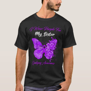 Butterfly ik Draag Paars voor mijn zuster Epilepsy T-shirt