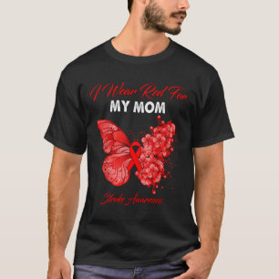 Butterfly ik Draag rood voor mijn moeder stroke-be T-shirt