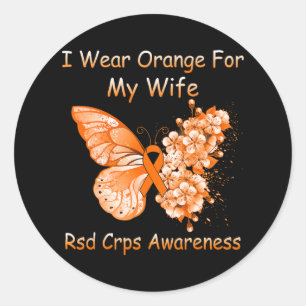 Butterfly Ik Draag Sinaasappel voor mijn vrouw RSD Ronde Sticker