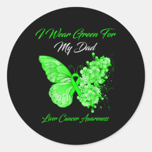 Butterfly ik heb groen Draag voor mijn vader, leve Ronde Sticker