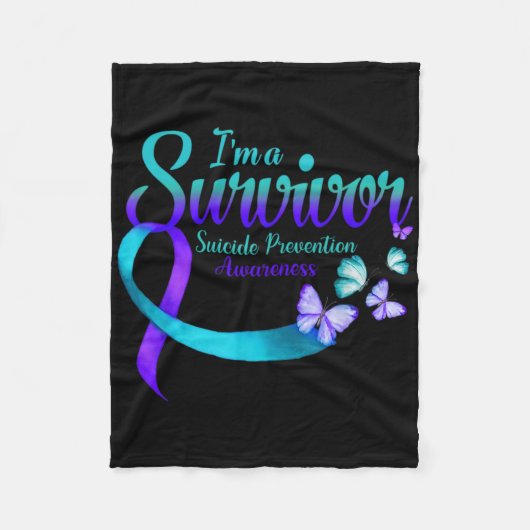 Butterfly Im A Survivor Suicide Prevention Awaren Fleece Deken (Voorkant)