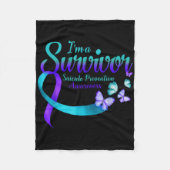 Butterfly Im A Survivor Suicide Prevention Awarene Fleece Deken (Voorkant)