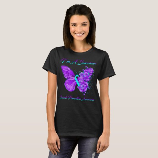 Butterfly I'm a Survivor Suicide Prevention T-shirt (Voorkant volledig)