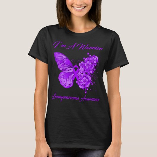 Butterfly I'm a Warrior Leiomyosarcoma Awareness T-shirt (Voorkant)