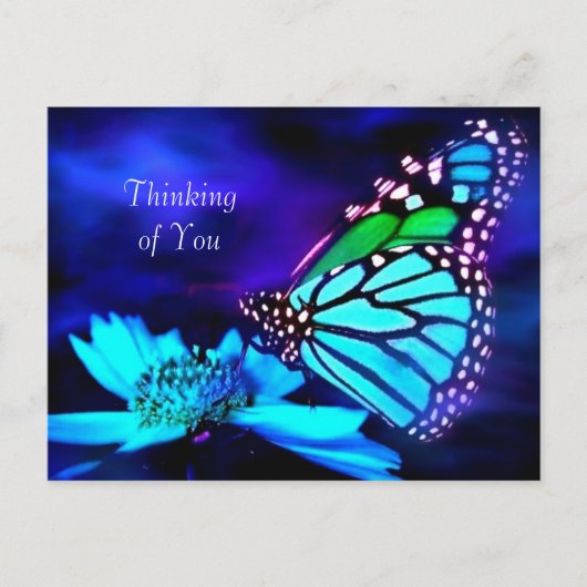 Butterfly in Blue Light - Thinking You Briefkaart (Voorkant)