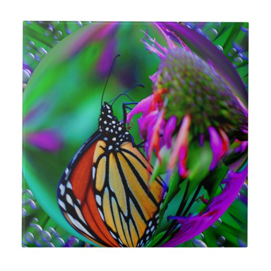 Butterfly in Bubble Natuur Abstracte Art Tile Tegeltje (Voorkant)