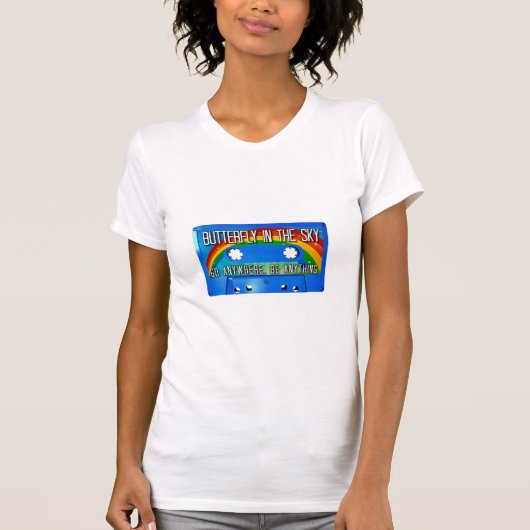 Butterfly in de Sky™ T-Shirt 80s Cassette Design (Voorkant)