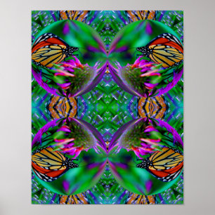Butterfly in een bundel Abstracte Natuur kunst Poster