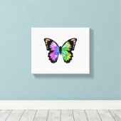 Butterfly in regenboogkleuren canvas afdruk (Insitu (Houten vloer))