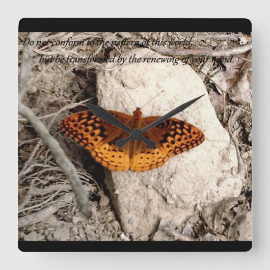 Butterfly inspiration clock vierkante klok (Voorkant)