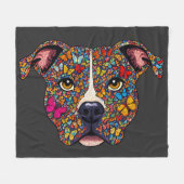 Butterfly Kaleidoscope Pitbull Portrait -Bully Mom Fleece Deken (Voorkant (Horizontaal))