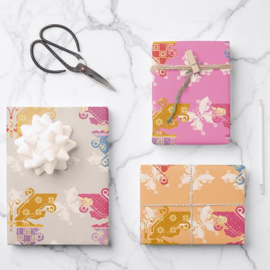 Butterfly Kimono Mix Pattern Inpakpapier Vel (Voorkant)