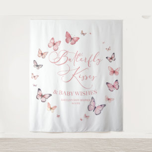Butterfly Kisses and Baby Wishes Pink Baby shower Wandkleed