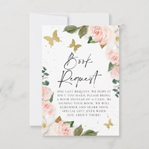 Butterfly Kisses Baby shower Book Request Insert Kaart