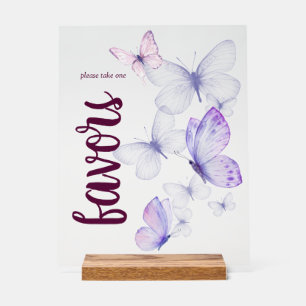 Butterfly Kisses-Baby shower Favorieten Paarse Acryl Bord